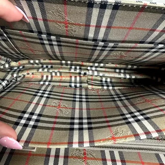 Burberry Nova Check Black Leather Shoulder Bag Authentic Vintage - Picture 4 of 16